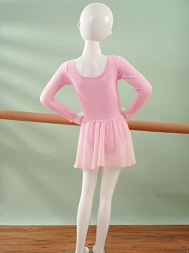 Haitryli Çocuk Kız Klasik Şifon Uzun Kollu Bale Dans Elbise Giyim Jimnastik Egzersiz Leotard