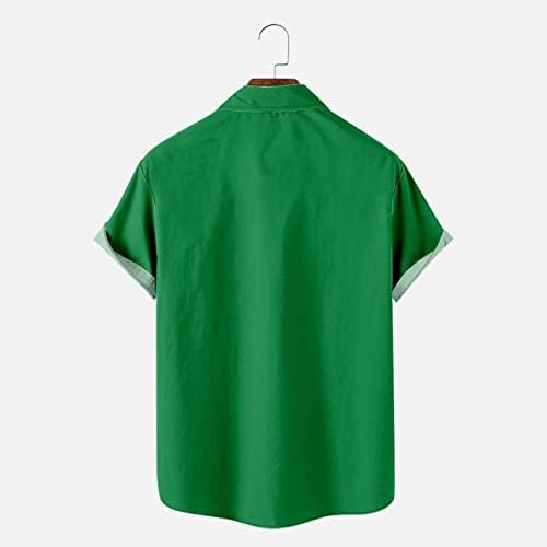 Xiloccer St Patrick Günü Erkek Spor Gömlek Düğme Gömlek Elbise Serin Tişörtü Erkekler için Renk T Shirt erkek Egzersiz Gömlek