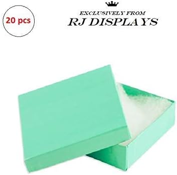 20 Paket Pamuk Dolgulu Teal Mavi Renk Takı Hediye ve Perakende Kutuları 3X3X1 İnç Boyutu tarafından R J Görüntüler
