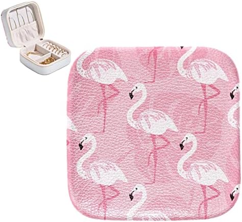 Mini Seyahat Taşınabilir Takı Çantası Yüzük, Kolye, Küpe, Kolye Organizatör Kutusu, Doğum Günü Hediyeleri Tropikal Flamingo