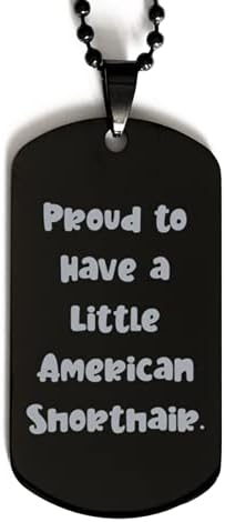 Amerikan Shorthair Kedi Hediyeler için Kedi Severler, Gurur, Komik Amerikan Shorthair Kedi Siyah Köpek Etiketi, kazınmış