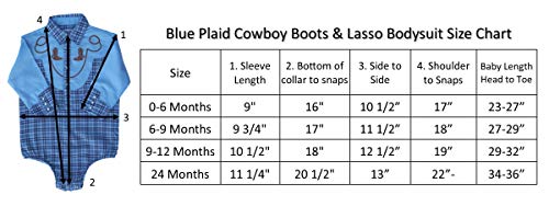 4Rodeo Bebek Yürüyor Batı Mavi Ekose Kovboy Bodysuit Gömlek (6-9 Ay)