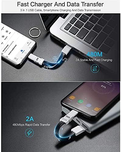Yıldırım Kablosu Anahtarlık Şarj Cihazı iPhone Android 3in1 Anahtarlık Manyetik USB Kablosu Kısa USB c Kablosu USB c Hızlı