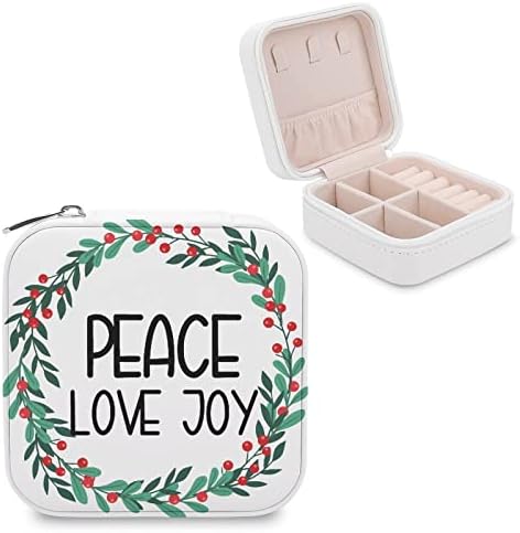 Barış Aşk Sevinç Noel Mücevher Kutusu Çiçek Çelenk PU Küçük Taşınabilir Seyahat Çantası Tatil Organizatör Ekran Depolama