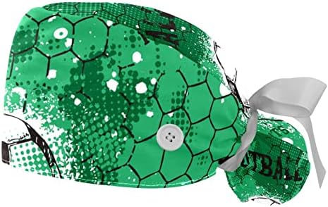 Ayarlanabilir Fırçalama Kabarık Kapaklar 2 ADET Futbol Yeşil Çalışma Şapka Saç Kapağı At Kuyruğu Kılıfı Yumuşak Cerrahi Hemşire