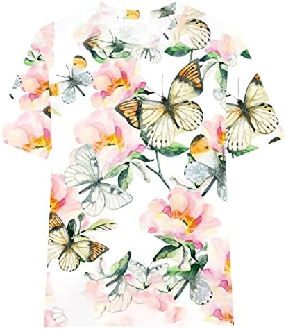Genç Kızlar Kısa 1/2 Kollu Tekne Boyun Pamuk Kelebek Çiçek Grafik Brunch Düz Bluz Tshirt Tshirt Kadınlar için