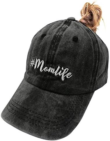 MANMESH HATT Anne Hayat At Kuyruğu Beyzbol Şapkası, Köpek Anne Vintage Yıkanmış Sıkıntılı Dimi Düz Şapka