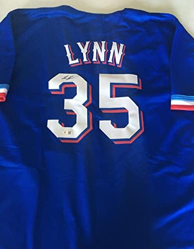 Lance Lynn İmzalı İmzalı Mavi Beyzbol Forması Beckett COA - Beden XL-Texas Sürahi