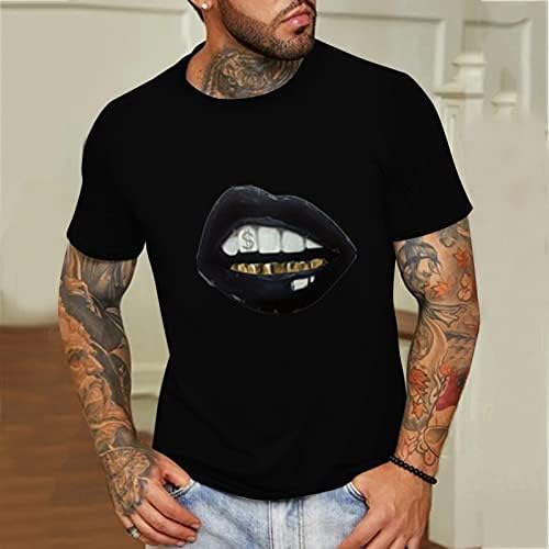UBST Erkek kısa kollu tişörtler, 2022 Yeni Yaz Ağız Dudaklar Baskı Crewneck T Gömlek Casual Gevşek Moda Egzersiz Tee Tops