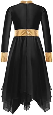 TSSOE Çocuk Kız Uzun Kollu Metalik Şifon Lirik Dans Elbise Kilise Övgü Tunik Yerleşimi Elbise