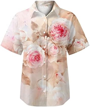 Kadın Egzersiz Gömlek Bayan İlkbahar Yaz Çiçek Baskılı Kısa Kollu V Boyun Güneş Koruyucu Gömlek Kadınlar için Uzun