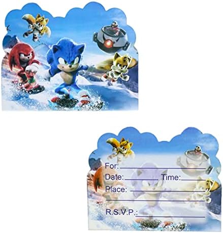 20 ADET Sonic Doğum Günü Davetiye Kartları Sonic Davetiye Kartları Çocuklar için Sonic Doğum Günü Partisi Malzemeleri