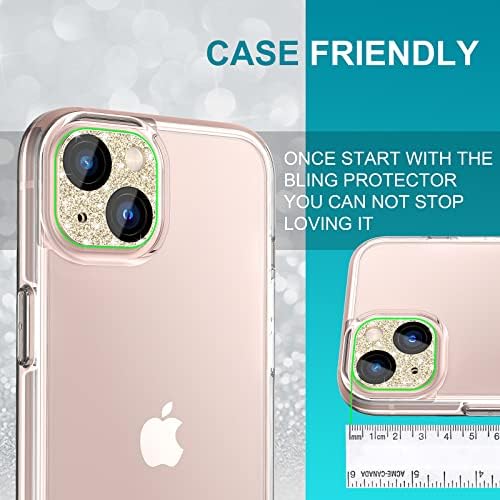 Misea iPhone 13 için 6.1 ＆ iPhone 13 Mini 5.4 Kamera Lens Koruyucu Bling, 2 Paket Glitter kamera Kılıfı ile 9H Temperli Cam