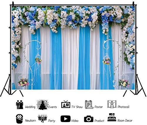 OERJU 15x10ft Düğün Zemin Çiçek Beyaz ve Mavi Tül Perde Düğün Töreni Arka Plan Gelin Duş Dekor Malzemeleri Sevgilisi Önerisi