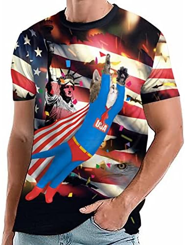 Bmısegm Yaz Erkek Gömlek erkek Tişörtleri erkek Amerikan Bayrağı T Shirt Vatansever Tee Kısa Kollu Bağımsızlık Günü T Shirt