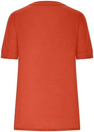 Kadınlar için üst Gömlek Sonbahar Yaz Kısa Puf Kollu 2023 Derin V Boyun Pamuk Temel Rahat Gevşek Fit Rahat Fit Bluz