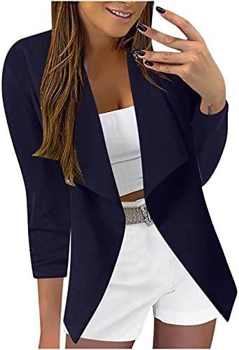 MGBD DIYAGO Blazer Kadınlar için 3/4 Kollu Hırka Moda Rahat Ofis Slim Fit Takım Elbise Mont Yaka Baskı Şık Resmi Giyim