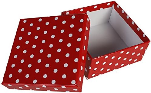 ootb Beyaz noktalı Kırmızı Hediye Kutuları, 8'li Set, Kağıt, 22,5 x 22,5 x 8