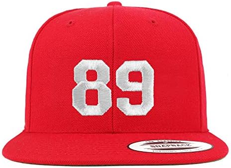 Trendy Giyim Mağazası Numarası 89 Beyaz İplik İşlemeli Düz Fatura Snapback Beyzbol Şapkası