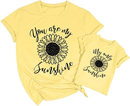 Anne ve Mini Ayçiçeği Tshirt Anne ve Ben Eşleşen Tees Tops Anne ve Kızı Hediye Gömlek Yaz Güneş Gömlek