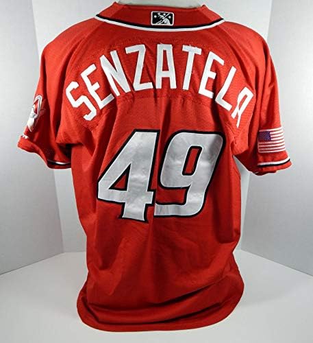 2018 Albuquerque İzotopları Antonio Senzatela 49 Oyun Kullanılmış Kırmızı Forma - Oyun Kullanılmış MLB Formaları