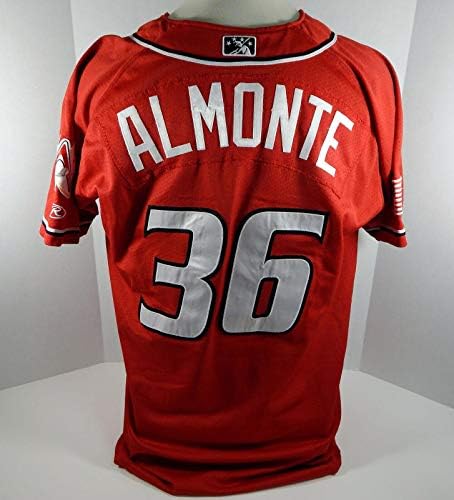 2018 Albuquerque izotopları Yency Almonte 36 Oyun Kullanılmış Kırmızı Forma - Oyun Kullanılmış MLB Formaları