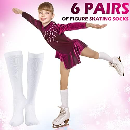 6 Pairs Buz Pateni Çorap Pamuk varis çorabı Paten Çorap Diz Çorap Atletik Spor Kadınlar Kız için