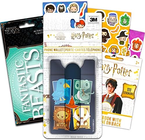 Telefon Kılıfı Seti için Harry Potter Cüzdanı ~ Kart Tutucu, Stand artı Fantastik Canavar Çıkartmaları ve Harry Potter Çıkartmaları