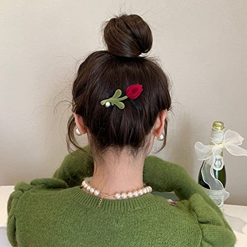 BYBYCD Akın Lale saç tokası Kırmızı Kadife Küçük Saç Tokası Saç Pençe Kapmak Klip Ördek Gagası Klip Kadın saç aksesuarları