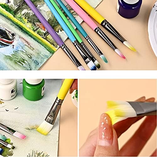 SAWQF 24 adet Naylon Saç Ahşap Saplı Suluboya boya fırçaları Kalem Kazıyıcı ovma fırçası Seti DIY Yağ Akrilik Resim Sanatı