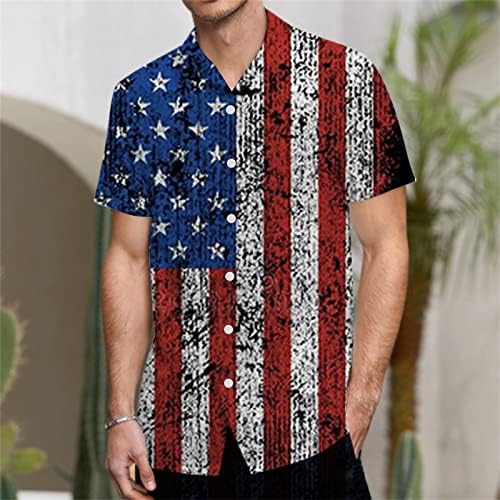 NQyIOS Vatansever Gömlek Erkekler için 4th Temmuz erkek Kısa Kollu Düğme Aşağı Gömlek ABD Amerikan Bayrağı Baskılı havai