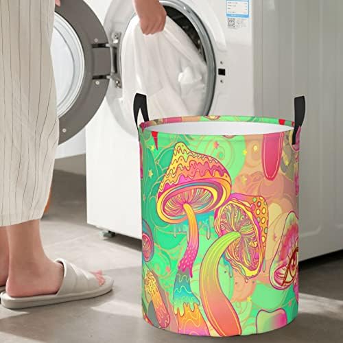 Trippy Mantar çamaşır sepeti Katlanabilir Su Geçirmez Yuvarlak çamaşır sepeti Kirli giysi saklama Sepetleri Kreş Banyo Yatak