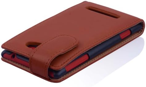 Cadorabo Kılıf HTC 8X ile Uyumlu Konyak Kahverengi - Flip Tarzı Durumda Pürüzsüz Suni Deriden yapılmış-Cüzdan Etui Kapak