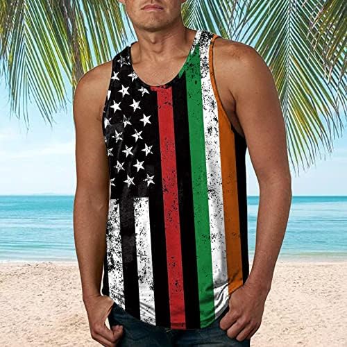 XZHDD Bağımsızlık Günü Tankı Üstleri Mens Amerikan Bayrağı T-Shirt Retro Vatansever Yaz Plaj Asker Kolsuz spor salonu için