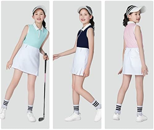 QBK Kızlar Golf Giysileri Kolsuz Polo GÖMLEK UPF50 + 1/4 Çeyrek Fermuarlı