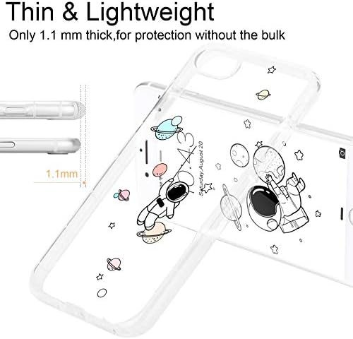 Pepmune iPhone SE 2022 için Sevimli Kılıf (3. Nesil) ve iPhone SE 2020 Kılıf Silikon Şeffaf Uzay Gezegen Astronot Tasarım