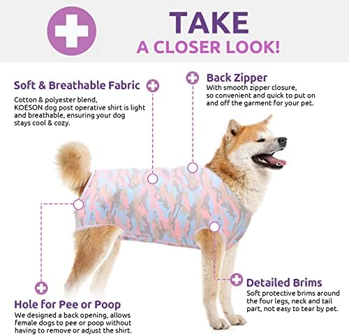 Kısırlaştırma için KOESON Köpek Kurtarma Kıyafeti, Orta ve Büyük Irklar için işemek için Açılan Dişi Köpek Cerrahi Kıyafeti,