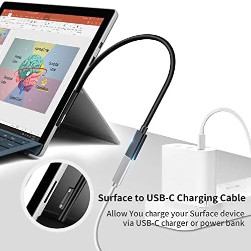 Sisyphy Erkek ve Dişi USB C şarj kablosu Paketi Yüzey, 6ft Naylon Erkek Kablo ve 0.7 ft Dişi Kablo, Microsoft Surface için