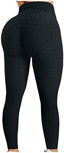 FOVIGUO Kadınlar Yüksek Waisted Egzersiz Tayt Kabarcık Kalça Kaldırma Slim Fit Yoga Tayt Salonu Ter Pantolon