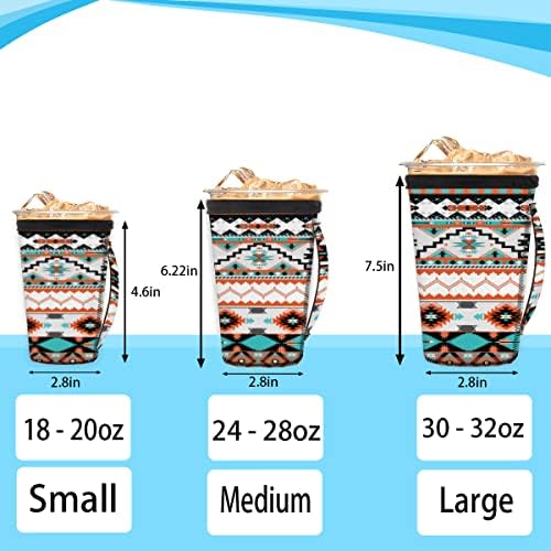 Tribal Etnik Aztek Geometric_132453080 Soda, Latte, Çay, İçecekler, Bira (Büyük 30-32 oz)için Kulplu Neopren Kupa Kılıflı