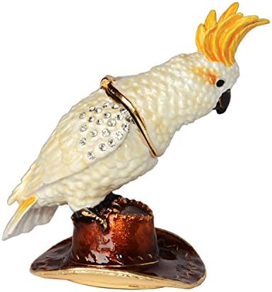 MİXDOM Amerika Papağanı Papağan Biblo Kutusu Mücevher Kutusu El Boyalı Dekoratif Kutu Menteşeli Kapaklı Yüzük Küpe Tutucu