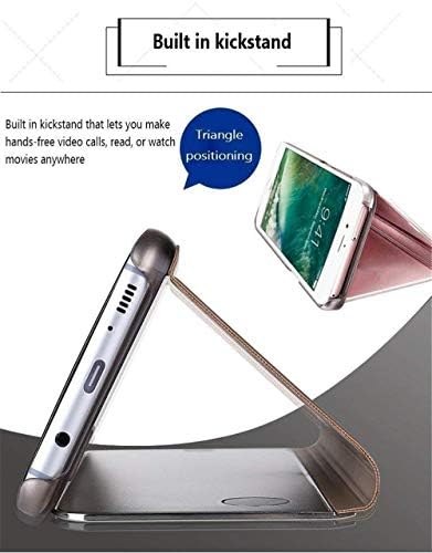 GYHOYA ile Uyumlu Samsung Galaxy A54 5G Kılıf Kickstand ile Deri Clear View makyaj Aynası Tasarım Glitter Lüks Darbeye Koruyucu