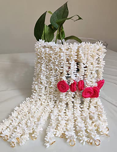 Oldukça Büyüleyici El Yapımı yapay çiçek Plastik Gajra Veni saç çelengi 6 Eflatun ve 6 Beyaz 13 İnç uzun 12 set freebie ile