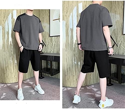 EODNSOFN Kısa Kollu spor elbise erkek yazlık t-Shirt Şort İki Parçalı Takım Elbise Erkek (Renk: A, Boyut: L Kodu)