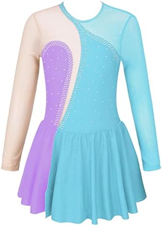 YUUMIN Çocuk Kız Parlak Rhinestone Şekil Buz Pateni Elbise Bale Tutu Elbise Jimnastik Leotard Giyim Kostüm