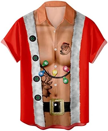 Erkek Çirkin Noel Gömlek Komik Baskılı Hawaiian Gömlek Casual Düğme Up T Gömlek için Parti Aloha Tatil Plaj