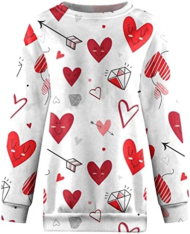 Mutlu sevgililer Günü Gömlek Yuvarlak Boyun Uzun Kollu Tişörtü Tops Aşk Kalp Grafik T-Shirt Çift Gömlek Tops