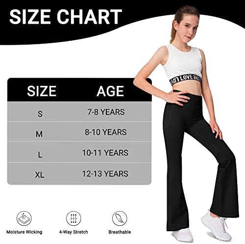 Aenlley Kız Flare Alt cepli pantolon Egzersiz Egzersiz için Geniş Bacak Karın Kontrol Sıkı Pantolon 3 Paket