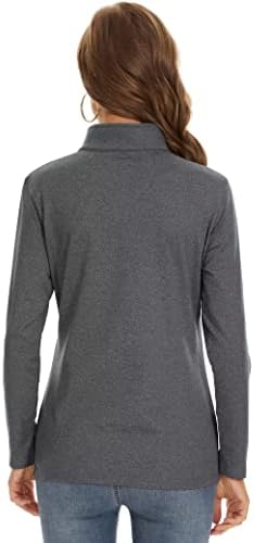 MAGCOMSEN kadın Uzun Kollu Gömlek 1/4 Zip Polar Kazak Koşu Egzersiz Atletik Tişörtü Yürüyüş T-Shirt