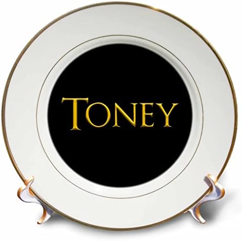 Amerika'da 3dRose Toney Güzel erkek Bebek Adı. Siyah Hediyelik Tabaklarda Sarı (cp-376111-1)